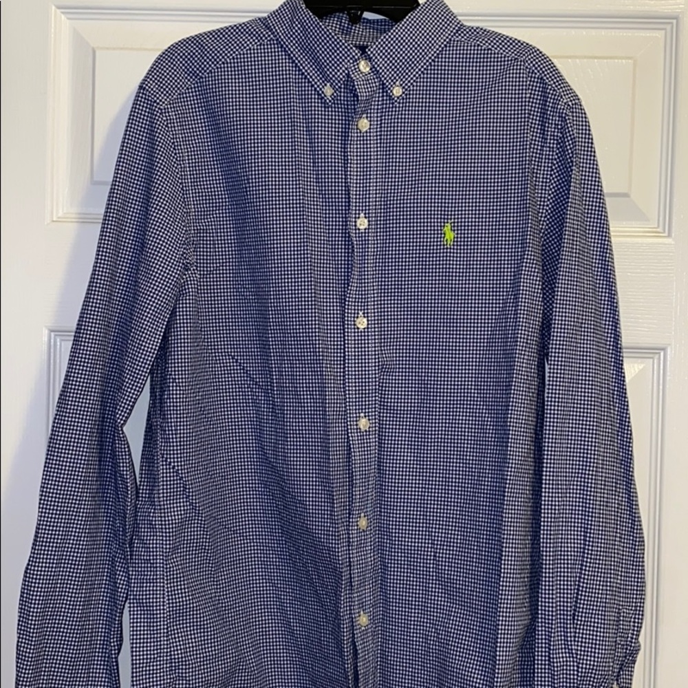 Ralph Lauren button down blue white checked XL
